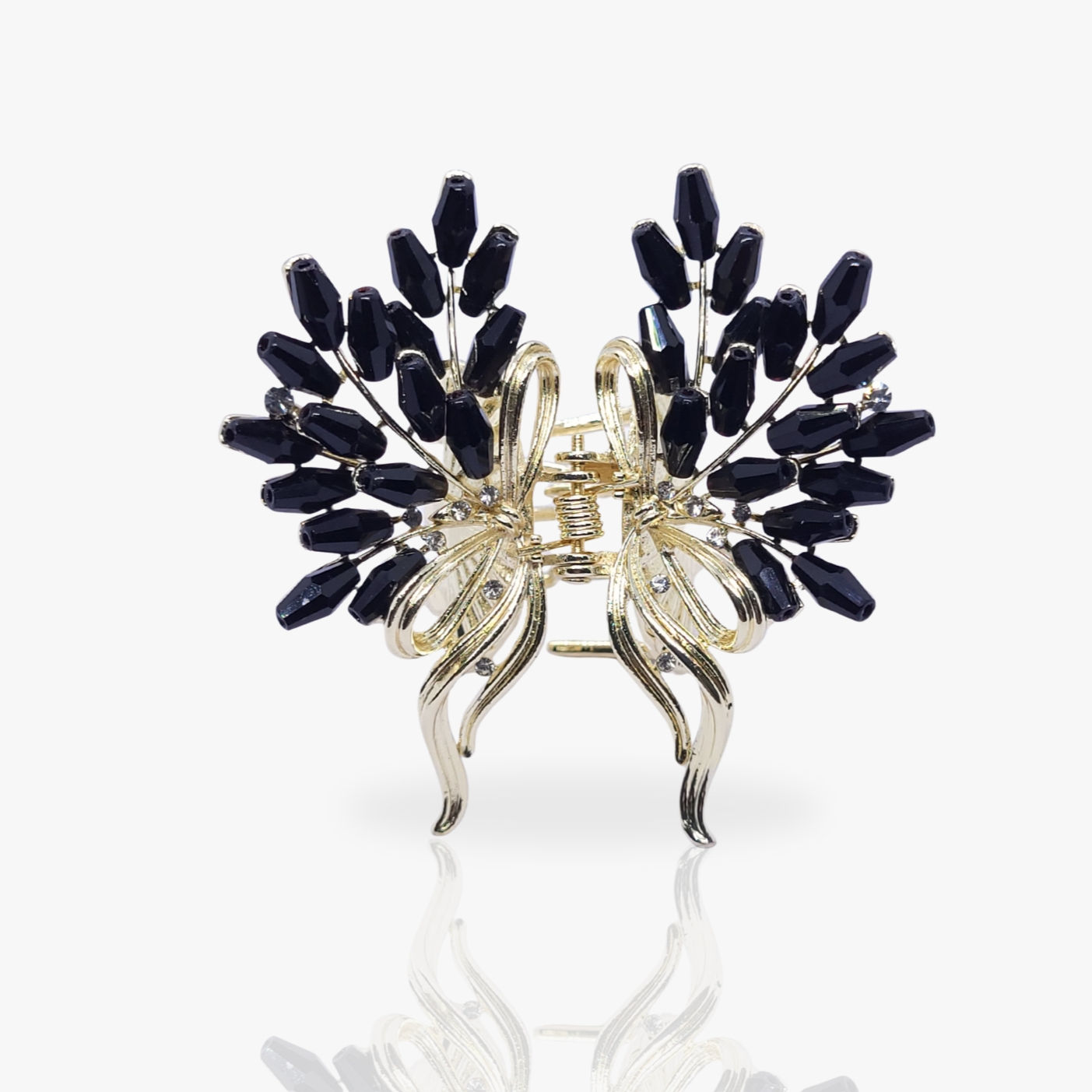 Crystal Encrusted Butterfly Clutcher (Black)