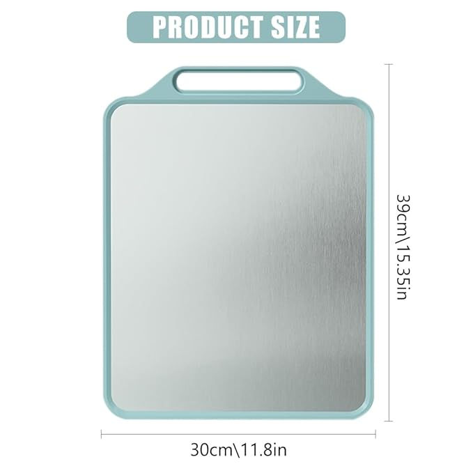Thumbnail: Steel Chopping Board for Kitchen, Double Side Chopping Board - 15.5x12 Inches