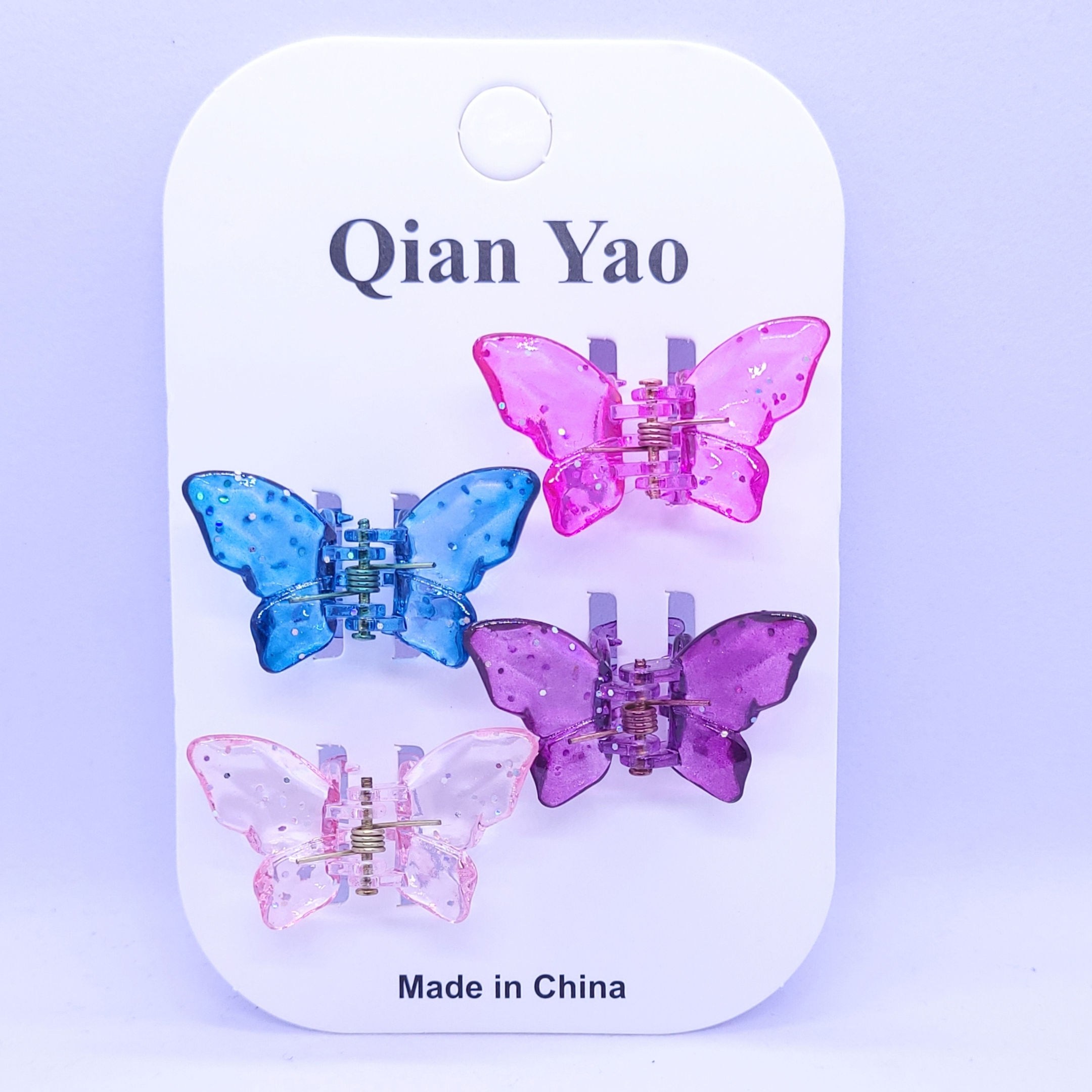 Glitter Butterfly Hair Clutcher Clips - Pack of 4