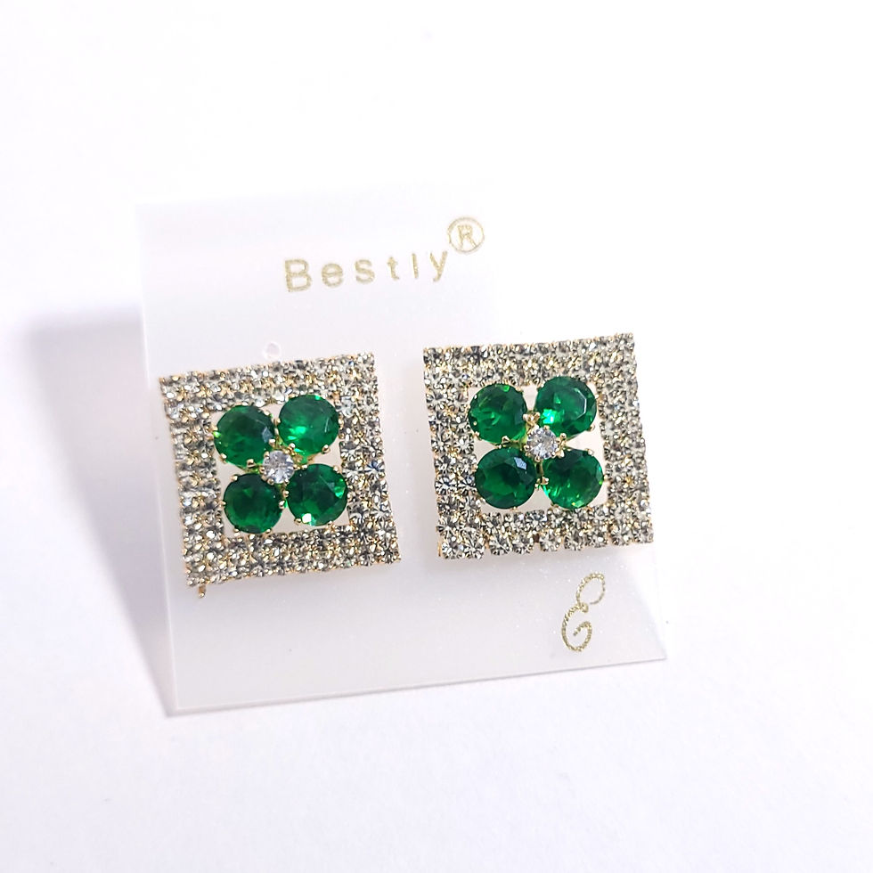 Thumbnail: Square Halo Crystal Cluster Stud Earrings