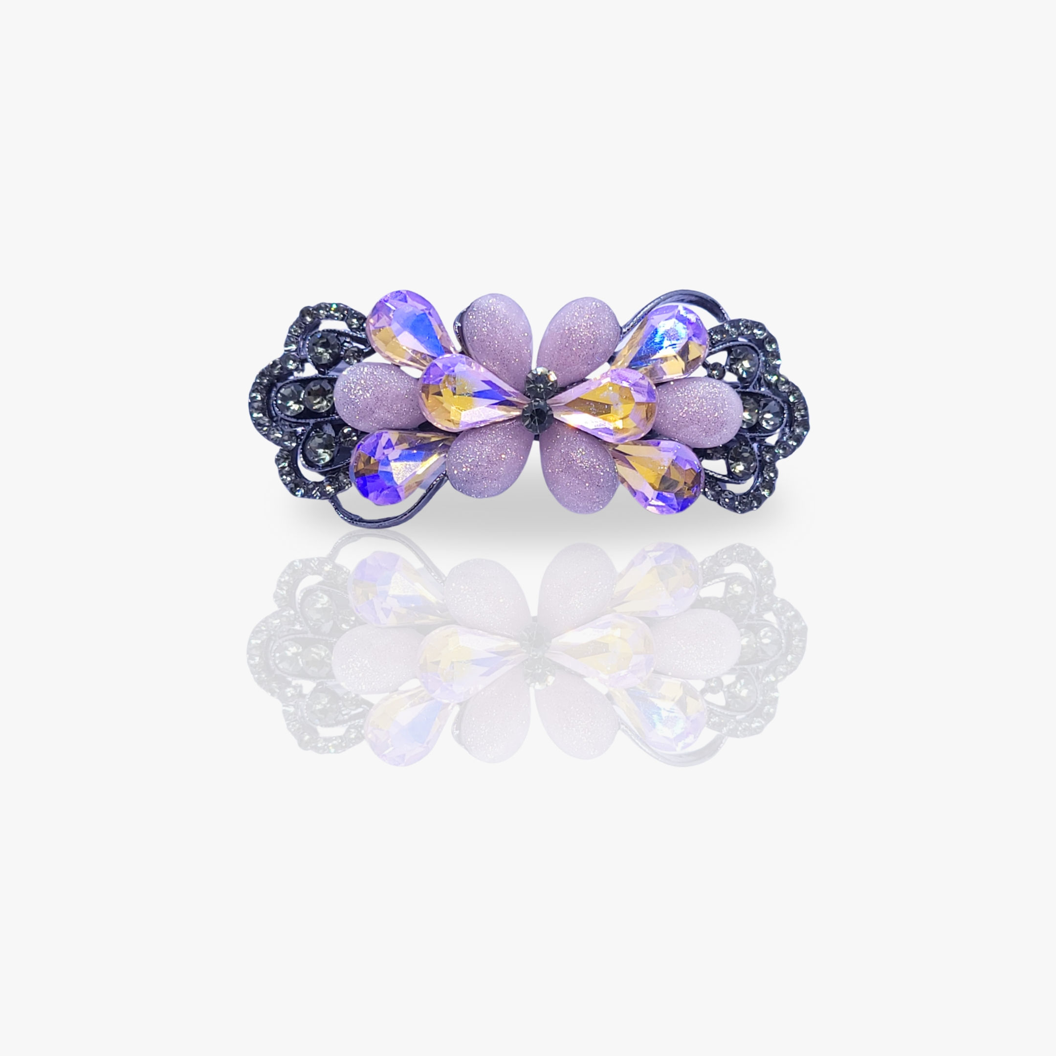 Lilac Aurora Crystal Barrette Clip - Small