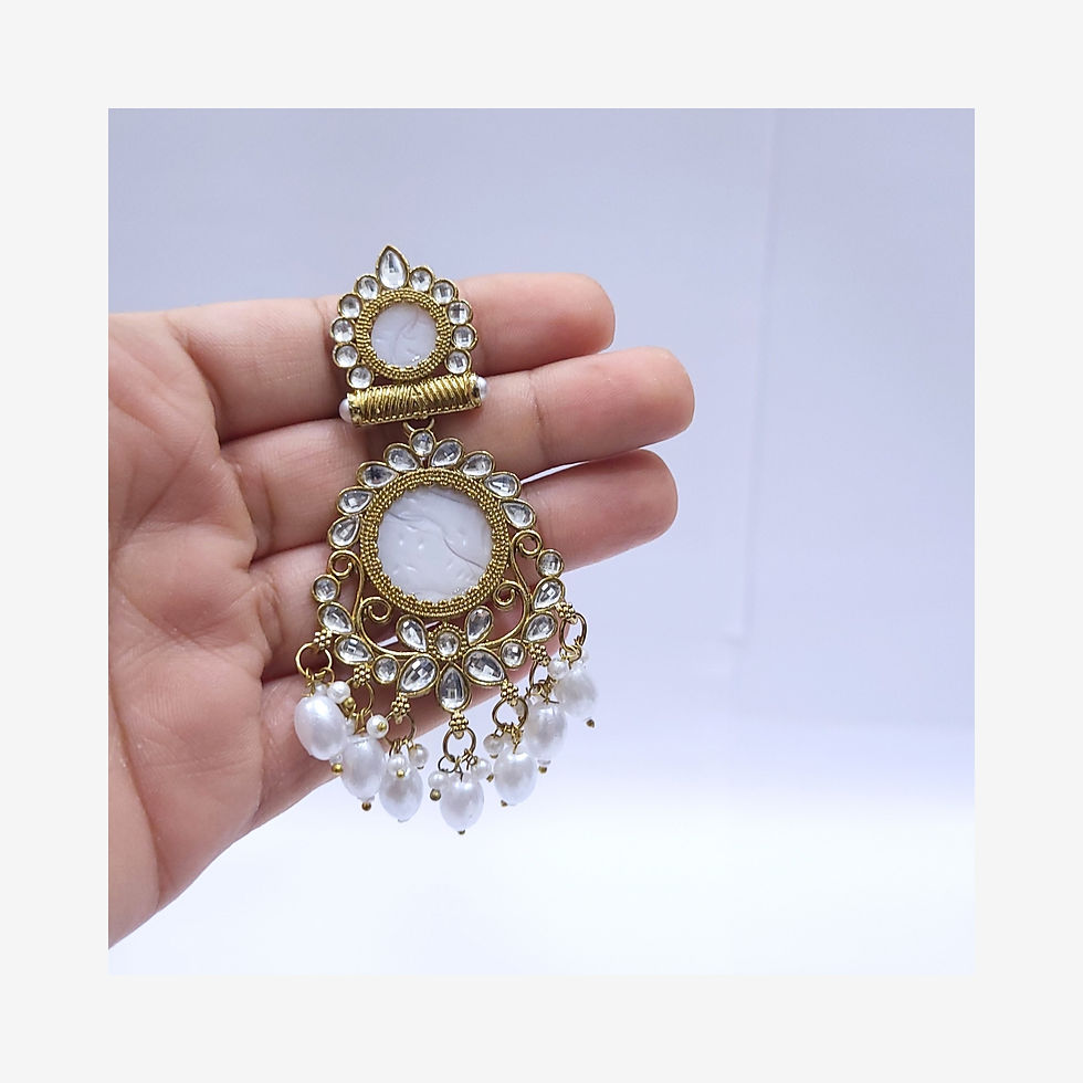 Thumbnail: Drop Kundan Chandbali Earrings