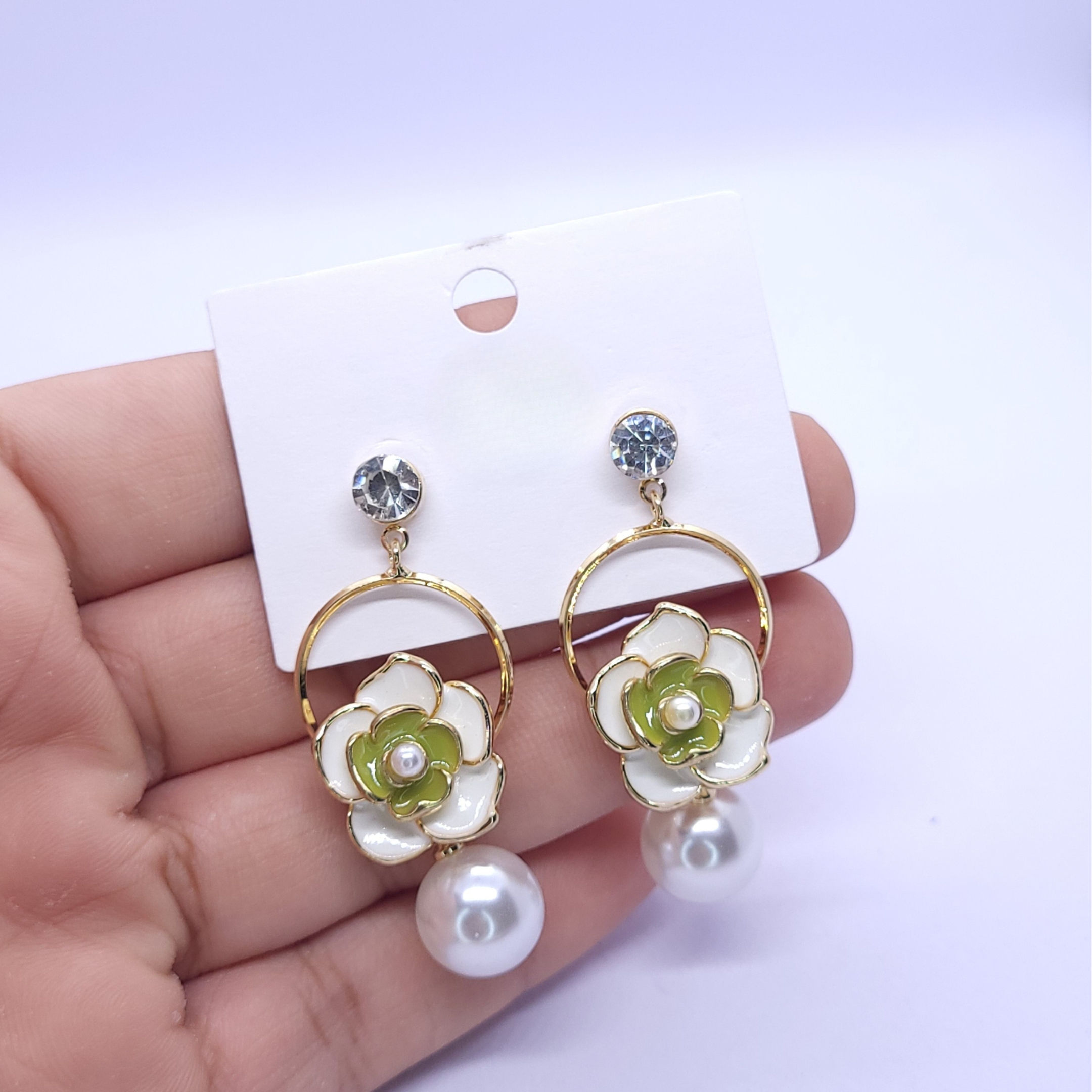 Blush Floral Pearl Drop Earrings