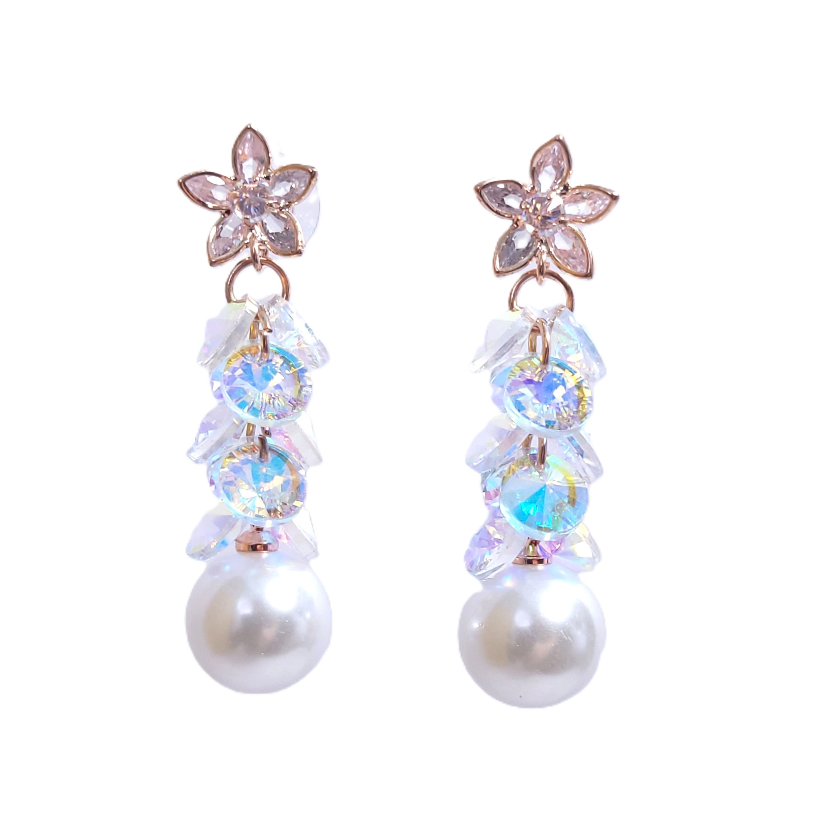 Crystal Pearl Drop Earrings