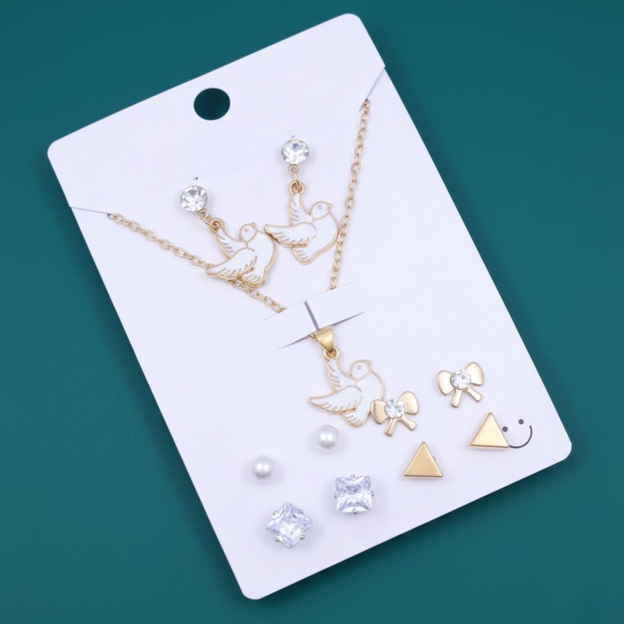 Charm Jewelry Combo – Chain and 5 Earrings Set