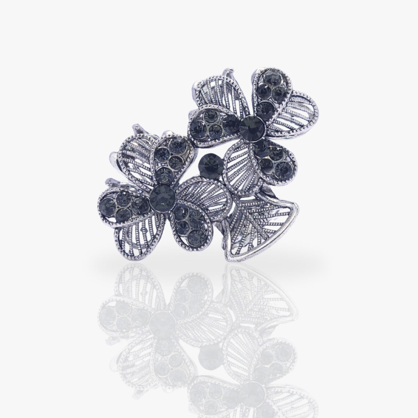 Vintage SilverTriple Floral Hair Claw Clip
