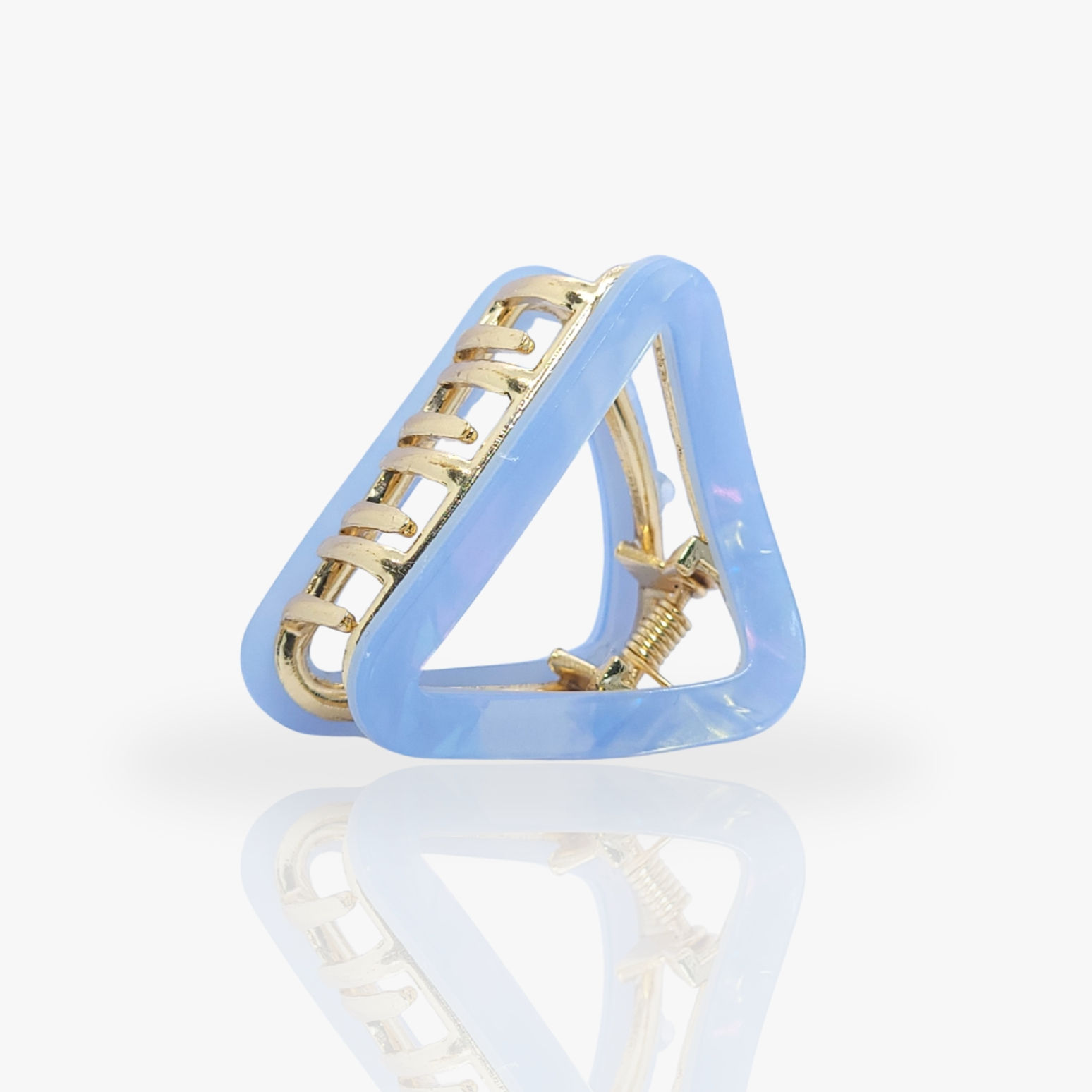 Pastel Blue Marble Triangle Mini Hair Clutcher Clip