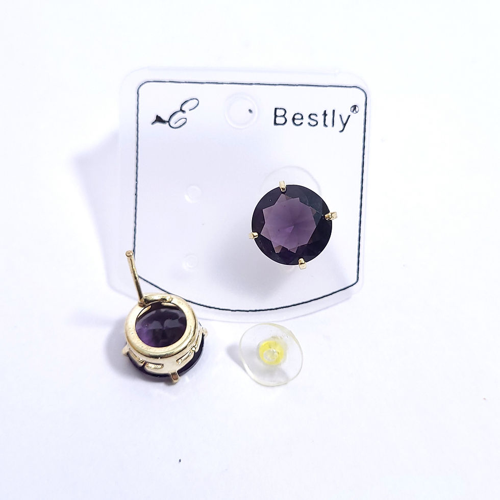 Thumbnail: Classic Round Cut Crystal Stud Earrings - Plum Purple