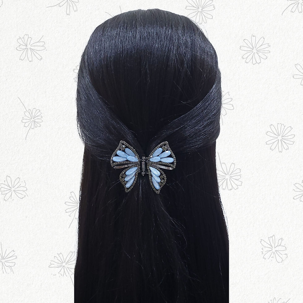 Thumbnail: Blue Glitter Butterfly Metal Hair Claw Clip