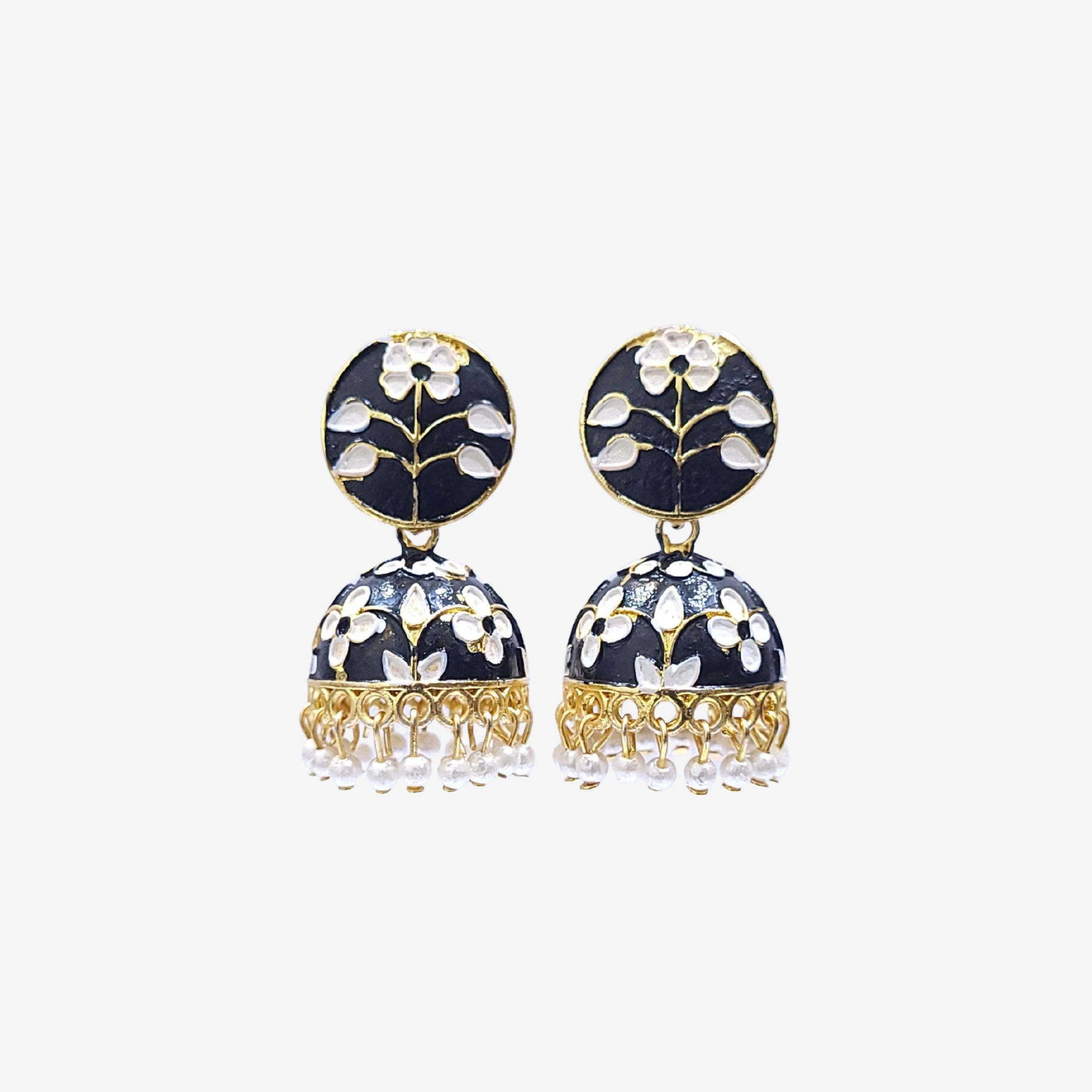 Meenakari Jumka Earrings with Ethnic Design Gold Plated