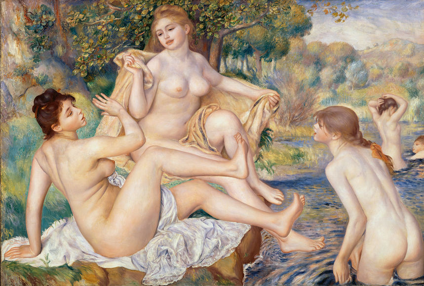 Pierre-Auguste Renoir (* 25 February 1841 in Limoges, Limousin; † 3 December 1919 in Cagnes-sur-Mer, Côte d'Azur), often just called Auguste Renoir, was one of the most important French Impressionist painters, who was a leading painter in the development of the Impressionist style. It has been said of one who celebrated beauty and especially feminine sensuality that "Renoir is the last representative of a tradition that leads directly from Rubens to Watteau."
He was the father of actor Pierre Renoir (1885-1952), filmmaker Jean Renoir (1894-1979) and ceramist Claude Renoir (1901-1969). He was the grandfather of filmmaker Claude Renoir (1913-1993), son of Pierre.