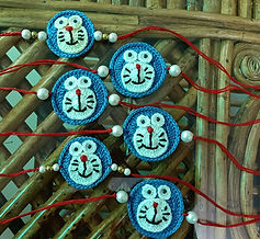 Crochet Doremaon Rakhi, Crochet Kids Rakhi
