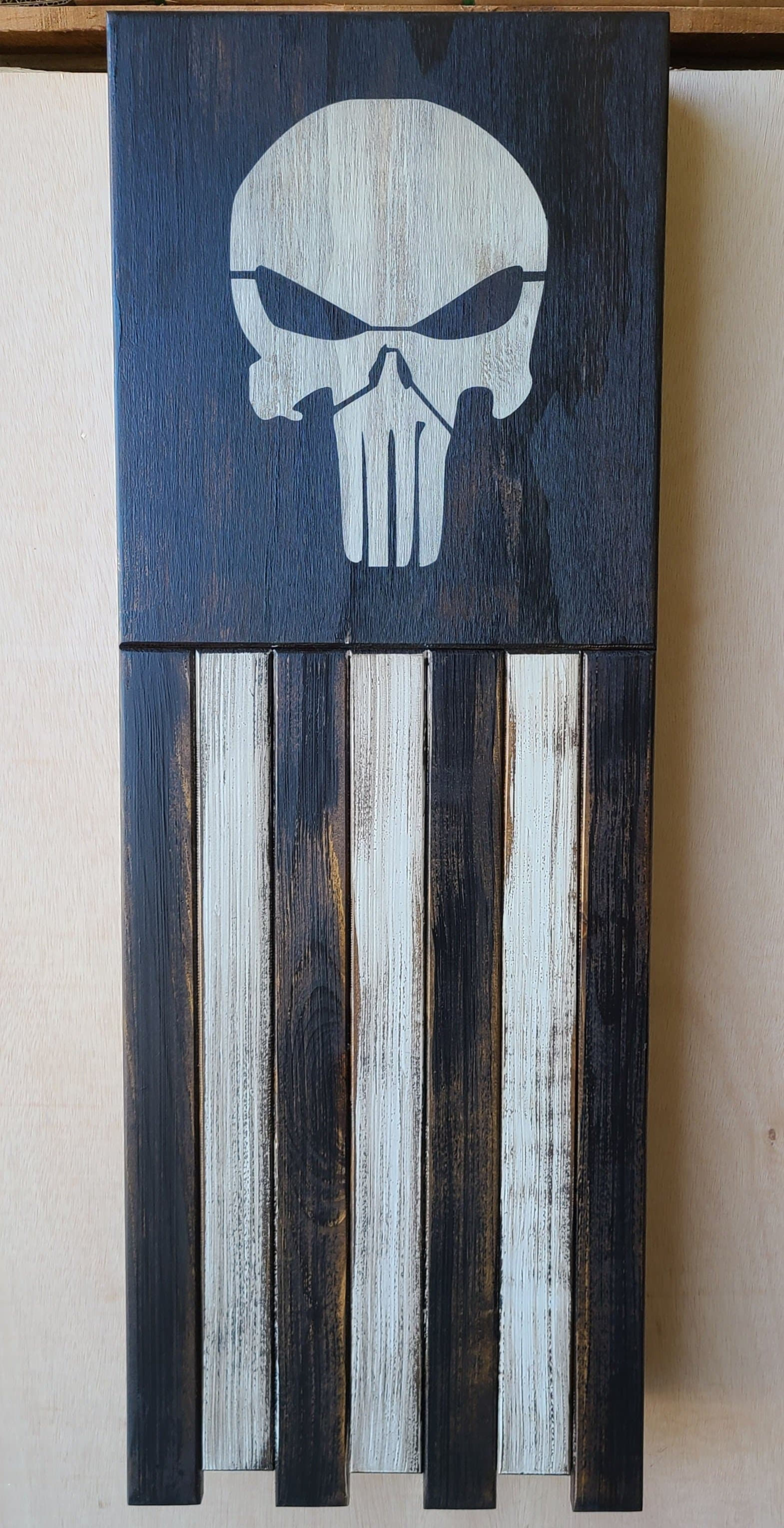 Long Slim “Half” American Flag Skull