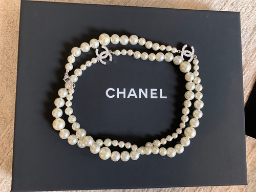 Authentic Classic Silver Chanel Pearl 