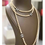 Thumbnail: AUTHENTIC Classic Chanel Silver CC Pearl Embellished Necklace Long Multi Strand
