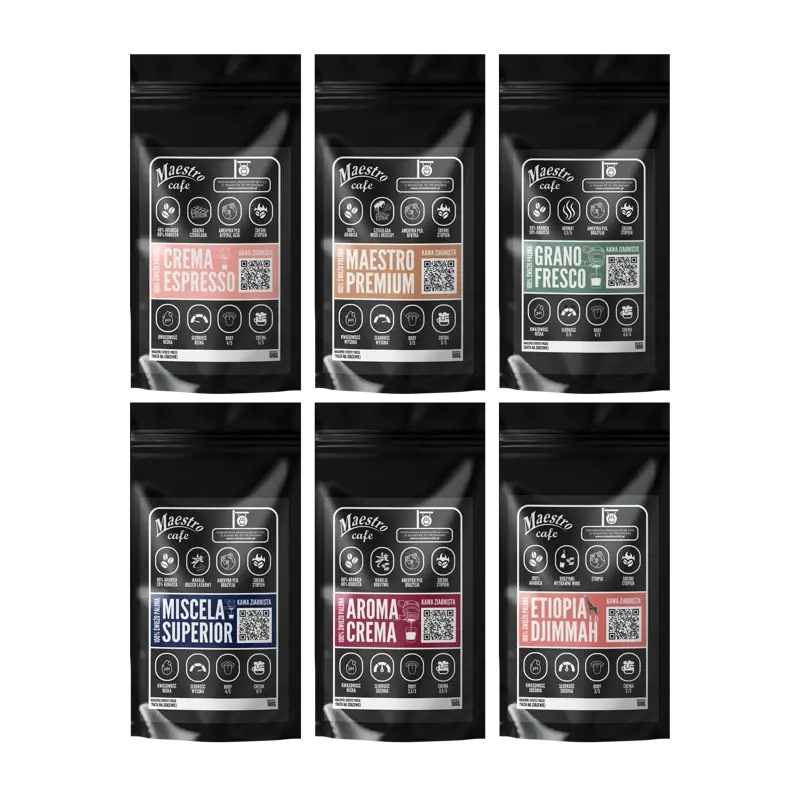 Zestaw - próbki degustacyjne kawy ziarnistej Maestrocafe (6x100g)