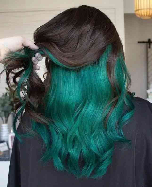 Contoh inspirasi warna rambut peek a boo yang berani dan unik