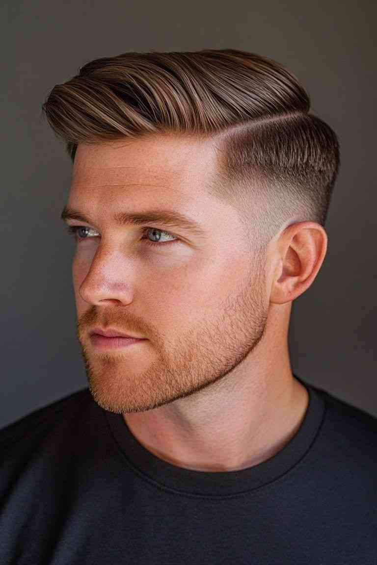 Tampil lebih santai dengan modern pompadour haircut dengan jenis side swept