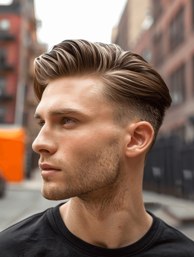 Model rambut pria dengan tekstur alami dengan nama Undercut Slick Back Natural
