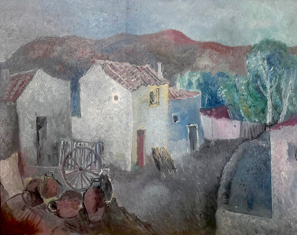 - Margarita Frau, "Atardecer en La Olmeda", c. 1970. Óleo, 92 x 73 cm. Colección familiar.