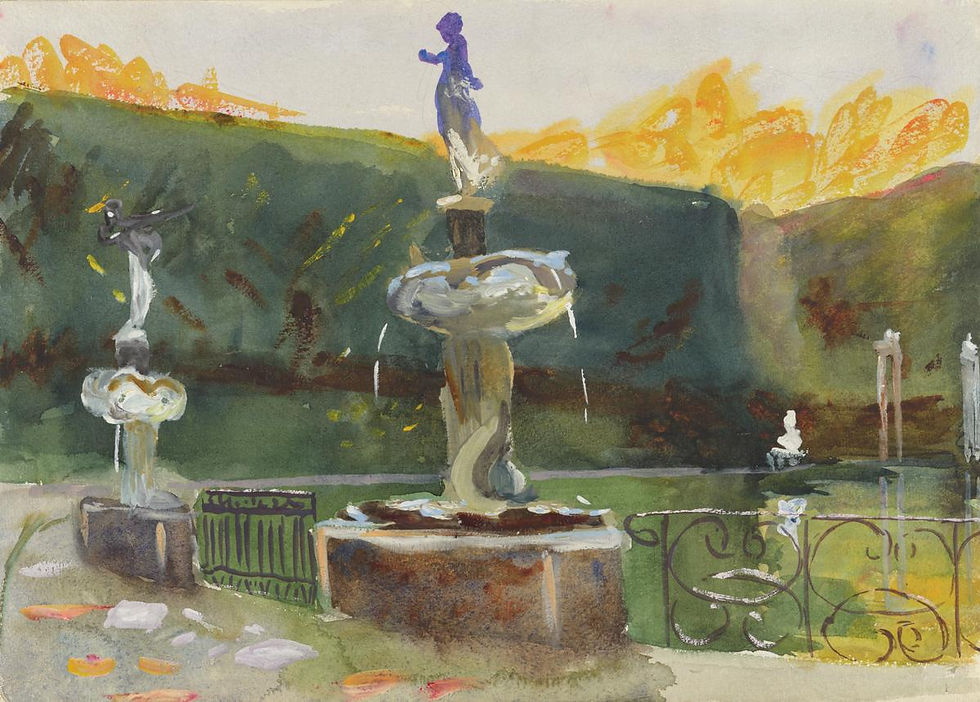 - Emily Sargent, "Boboli Gardens", 1908. Watercolour, gouache and graphite on paper, 25,3 × 35,4 cm. Tate Britain, London. 