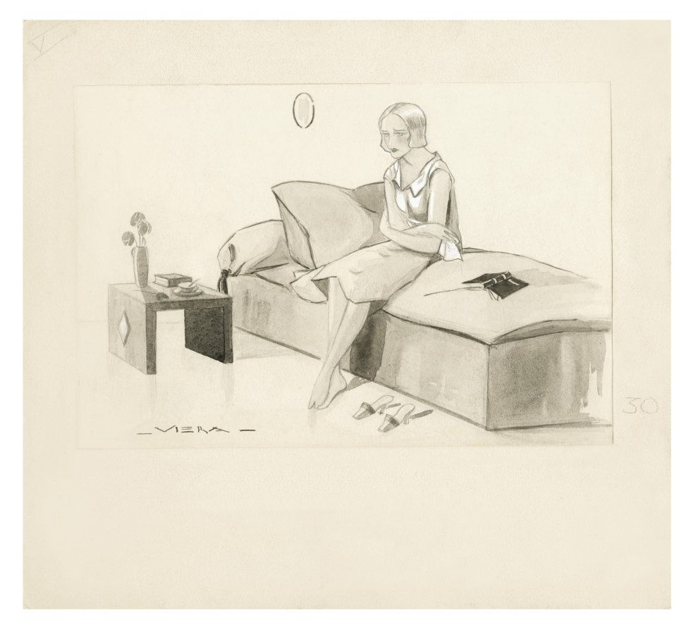 - Viera Sparza, "Tres hermanas", revista Blanco y Negro nº 2053, 21 de septiembre de 1930. Aguada de tinta, grafito y gouache sobre papel y cartulina, 24 x 26 cm. Museo ABC, Madrid.