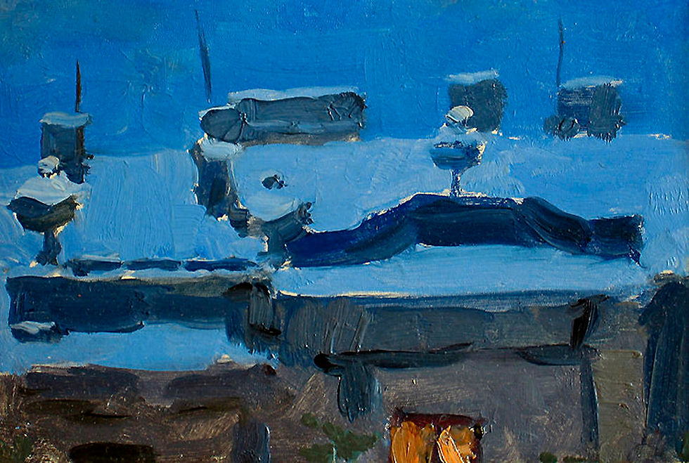 - Taísia Afónina , "Twilight", 1955. Oil on board, 11 x 16 cm.