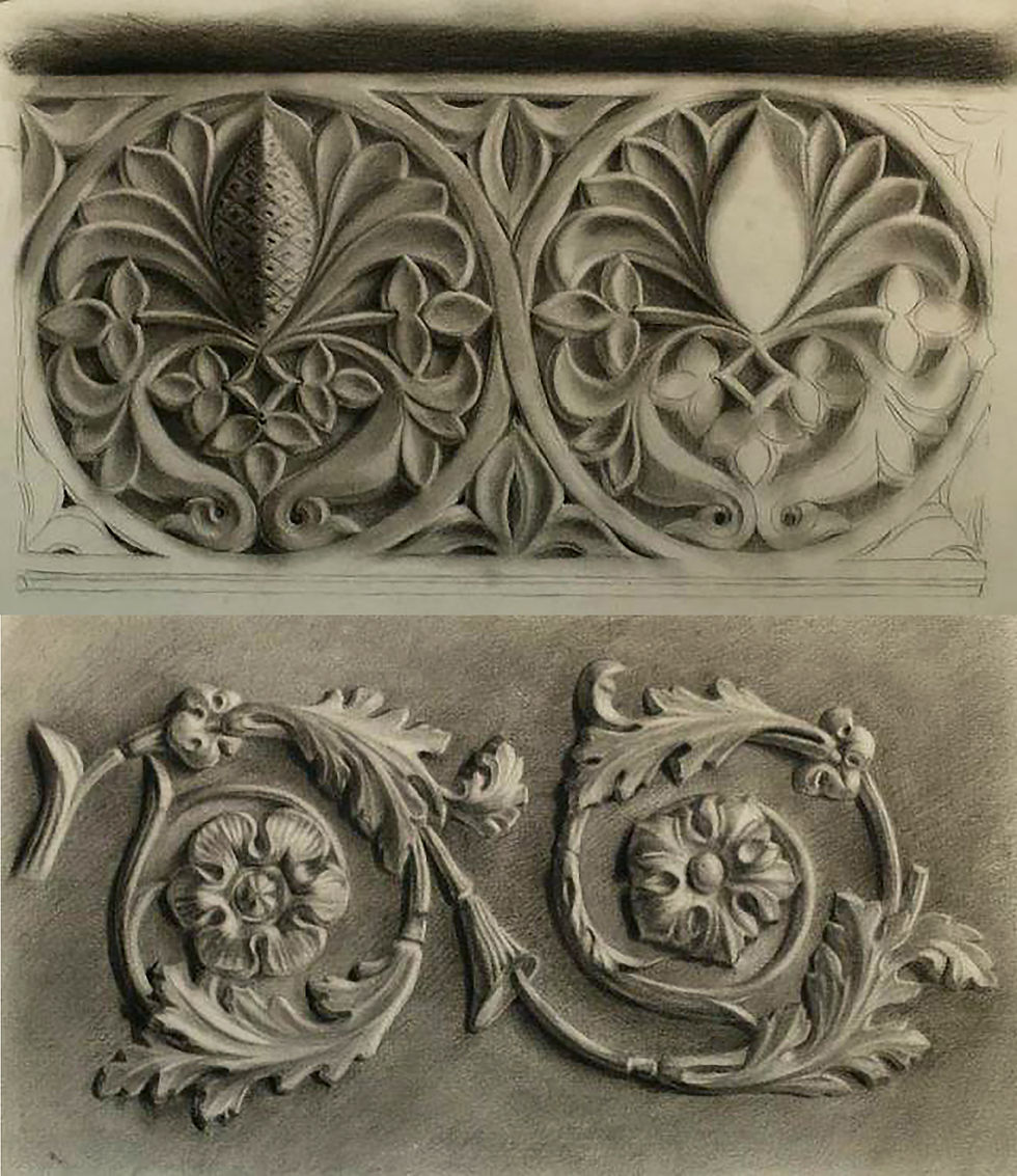 - Carmen Babiano, "Dibujos de acantos", c. 1870. Museo de Pontevedra.