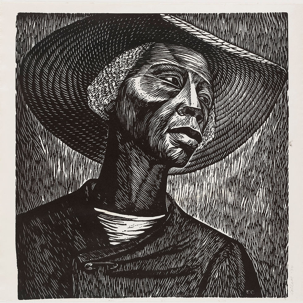 - Elizabeth Catlett, "Sharecropper", 1952, published 1968–70. MOMA Museum, NY.
