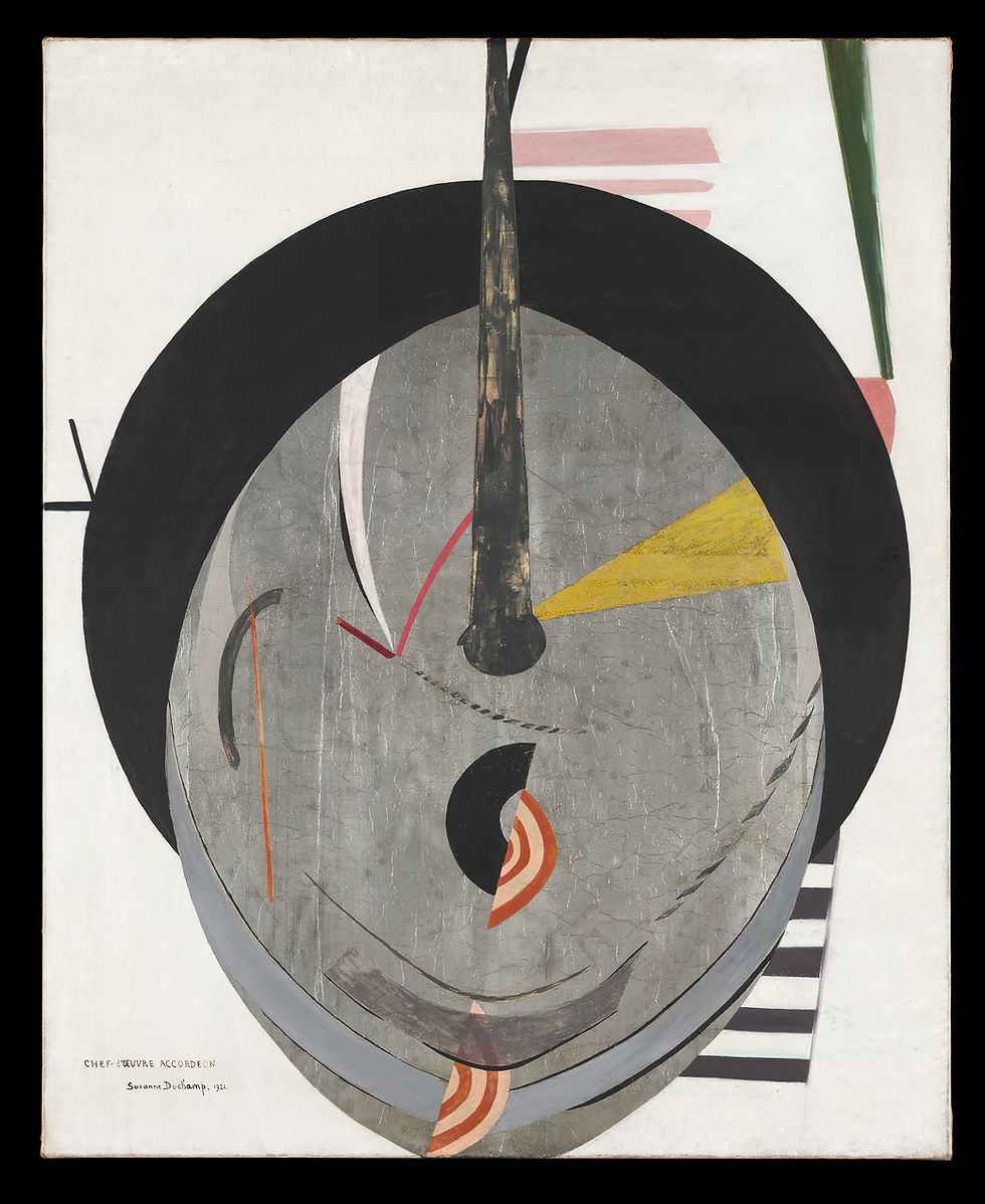 - Suzanne Duchamp, "Chef d’oeuvre accordéon", 1921 Yale University Art Gallery, New Haven.