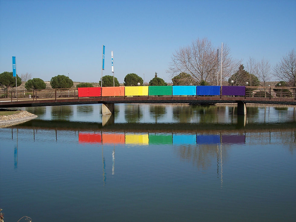 - Diana Larrea, "Over the rainbow", 2011. Intervención efímera en el campus de la Universidad Europea de Madrid, Villaviciosa de Odón.