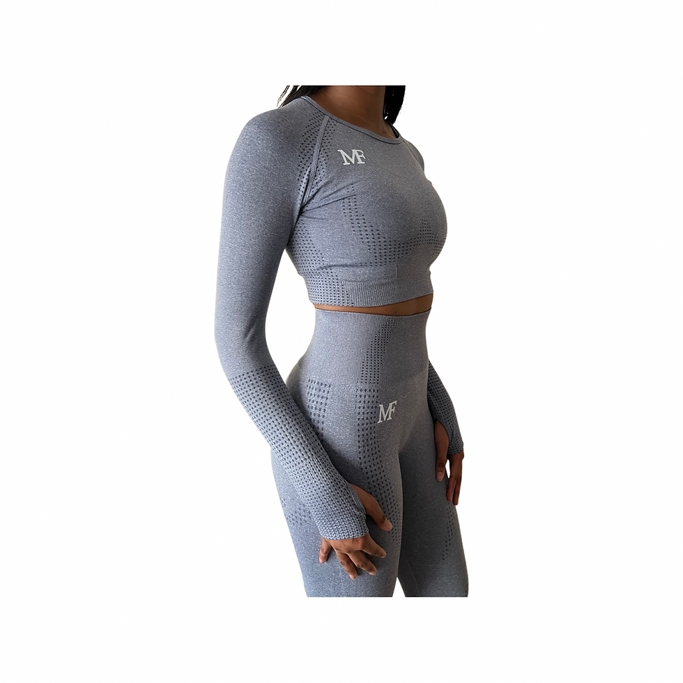 Thumbnail: Long Sleeve Crop Top (Grey)