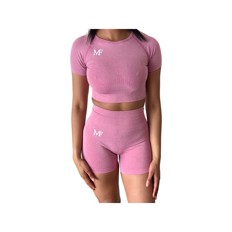 Thumbnail: Short Sleeve Crop Tops (Pink)