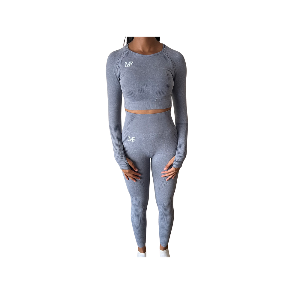 Thumbnail: Long Sleeve Crop Top (Grey)