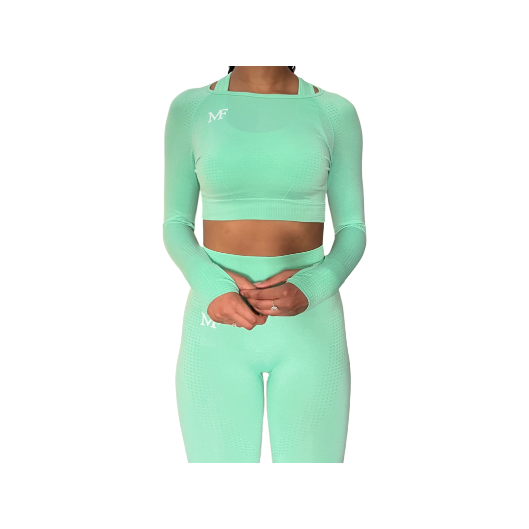 Long Sleeve Crop Top (Green)