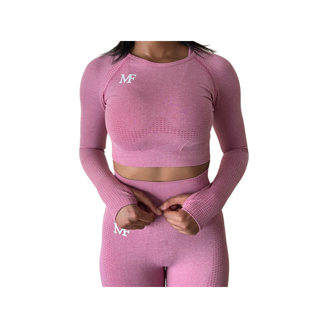 Long Sleeve Crop Top (Pink)