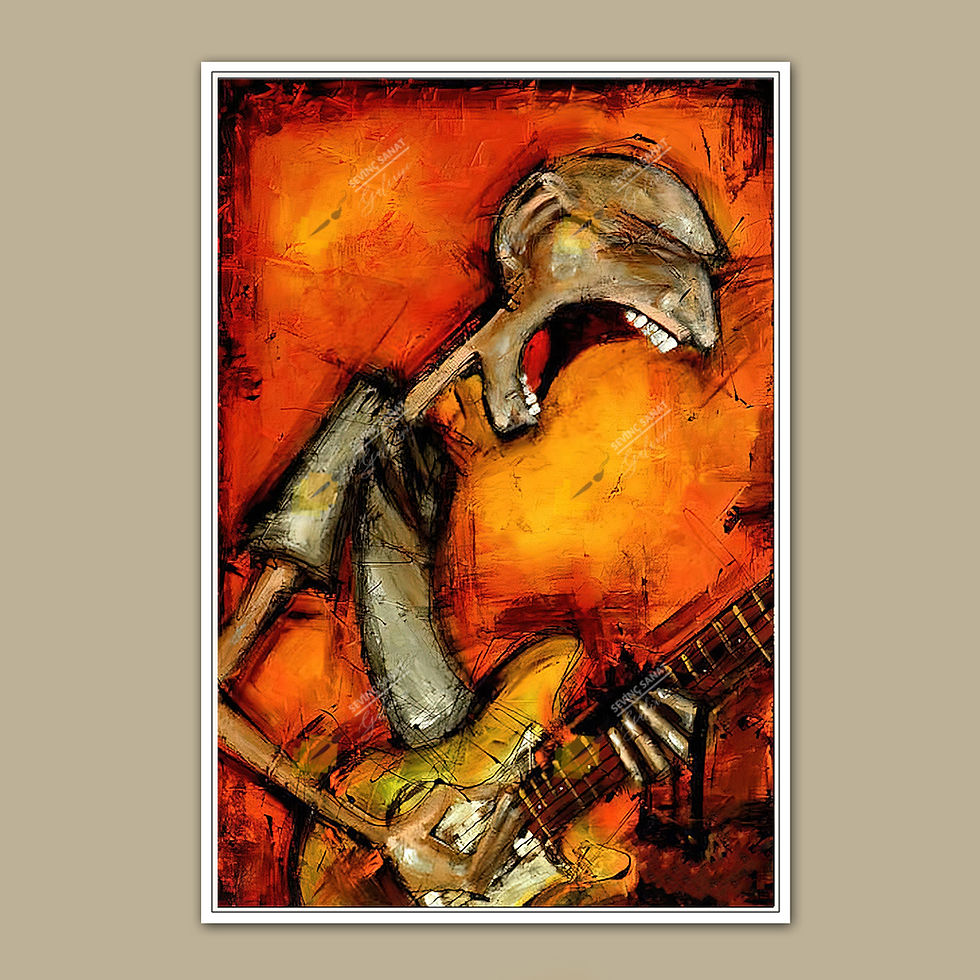 Küçük resim: Crazy Guitarist ( Sanatsal Yağlı Boya Dokulu Tablo )