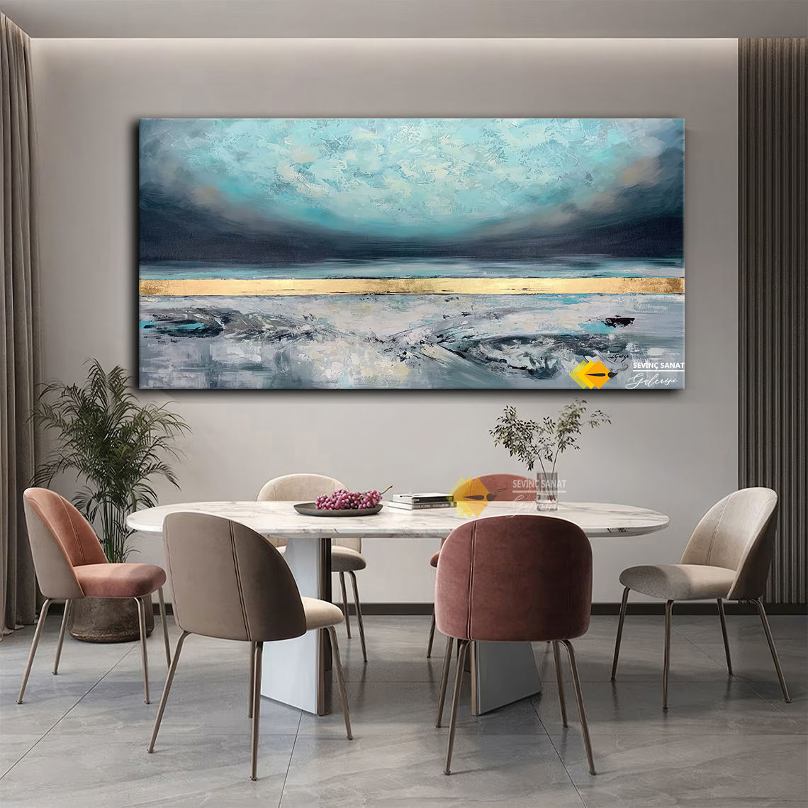 Blue Sky ( Sanatsal Yağlı Boya Dokulu Tablo )