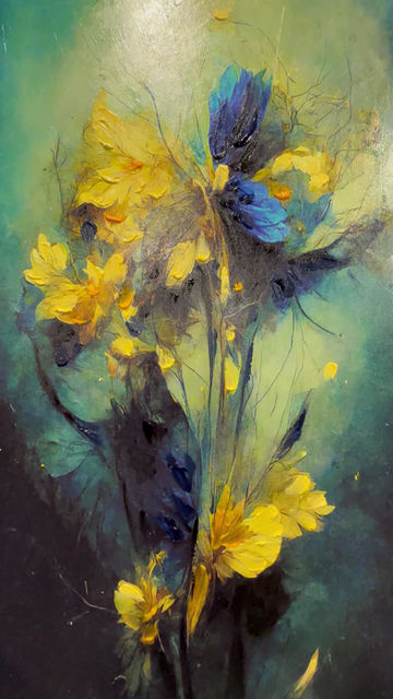 Küçük resim: Flower 06  ( Sanatsal Yağlı Boya Dokulu Tablo )