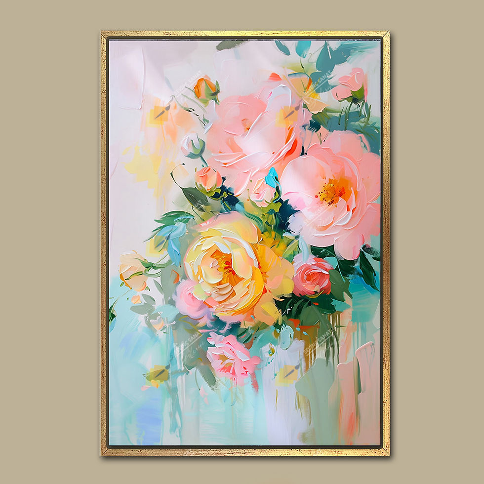 Küçük resim: Sarı Pembe (Sanatsal Yağlı Boya Dokulu Tablo )