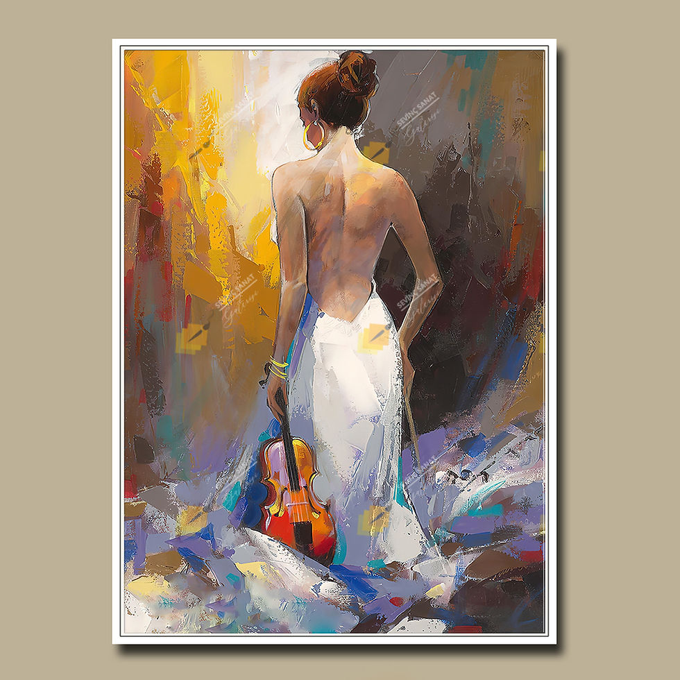 Küçük resim: Violinist Girl ( Sanatsal Yağlı Boya Dokulu Tablo )