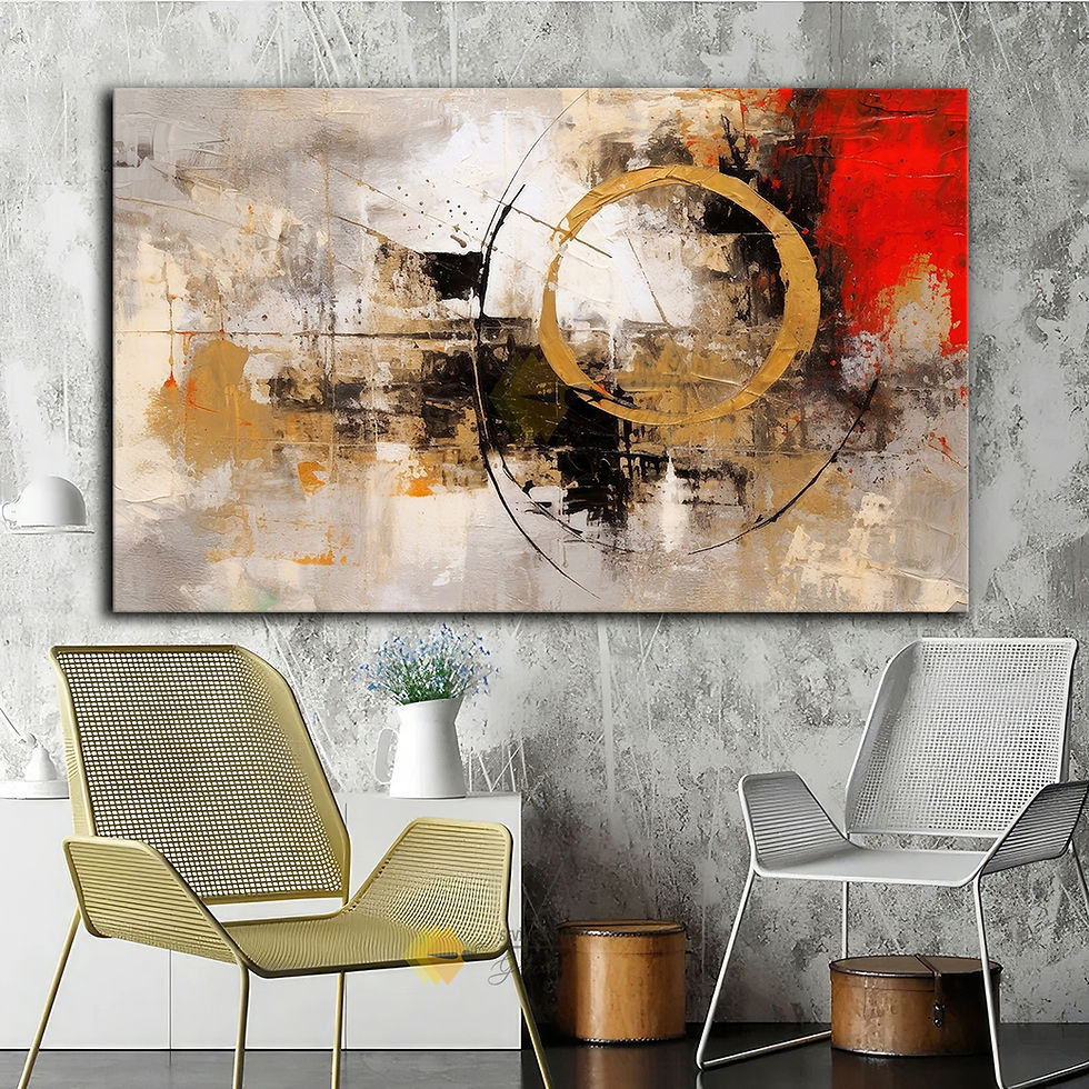 Küçük resim: Abstract Red Gold ( Sanatsal Yağlı Boya Dokulu Tablo )