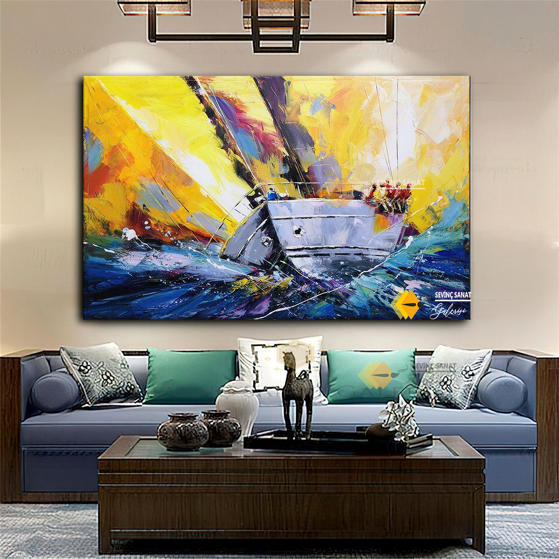 Big Race ( Sanatsal Yağlı Boya Dokulu Tablo )