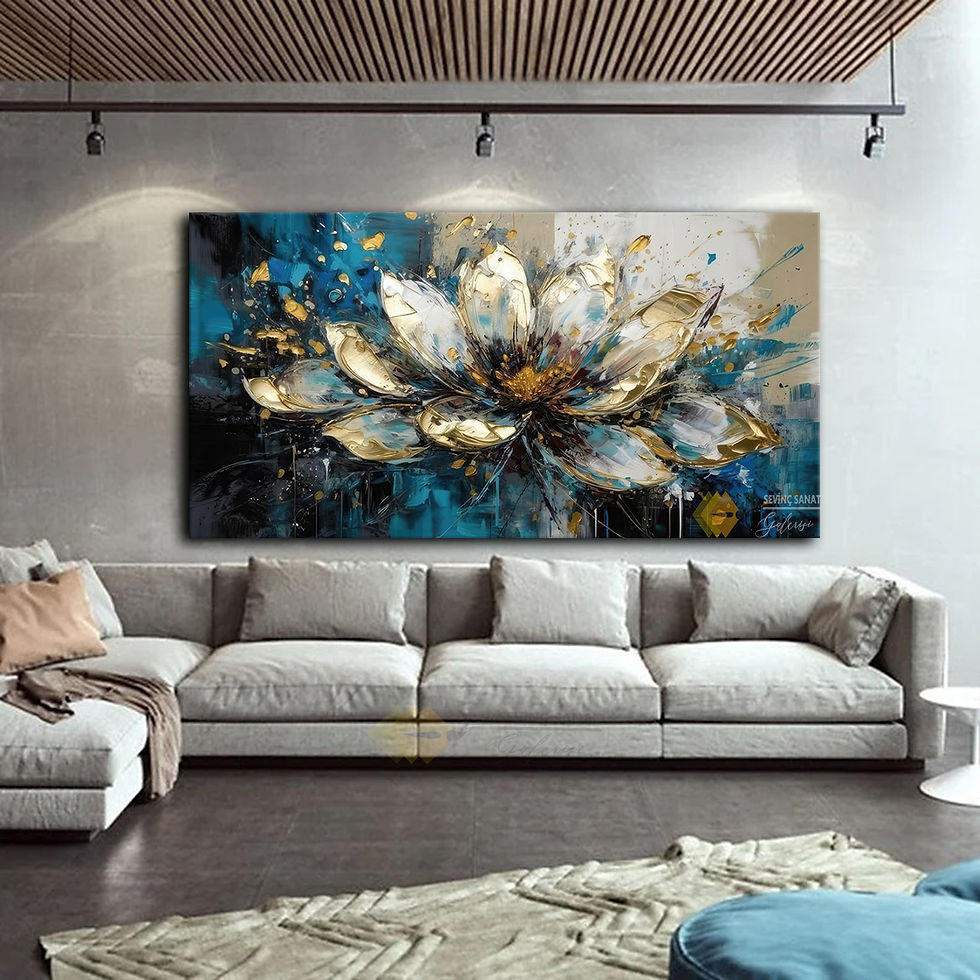 Gold Flower ( Sanatsal Yağlı Boya Dokulu Tablo )