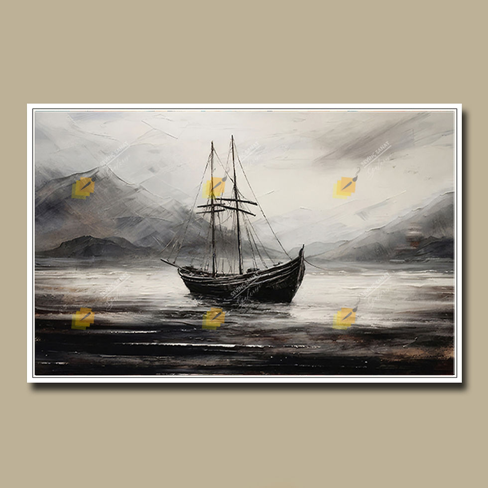 Küçük resim: Black Boat ( Sanatsal Yağlı Boya Dokulu Tablo )