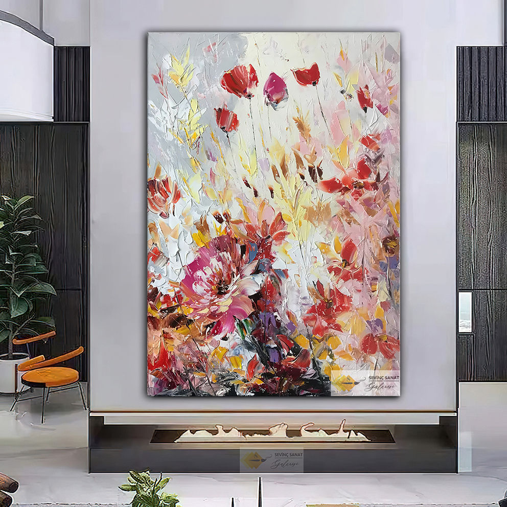 Abstract Flower  ( Sanatsal Yağlı Boya Dokulu Tablo )