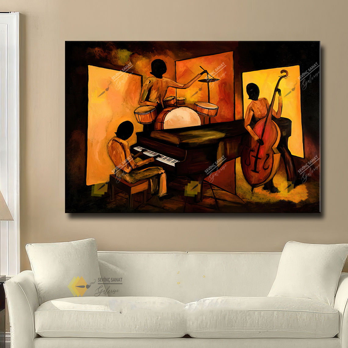 Müzisyen Grup ( Sanatsal Yağlı Boya Dokulu Tablo )