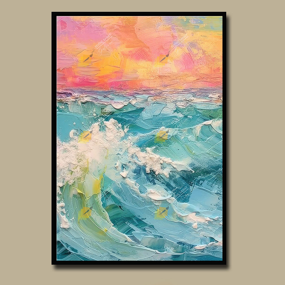 Küçük resim: Rising Waves ( Sanatsal Yağlı Boya Dokulu Tablo )