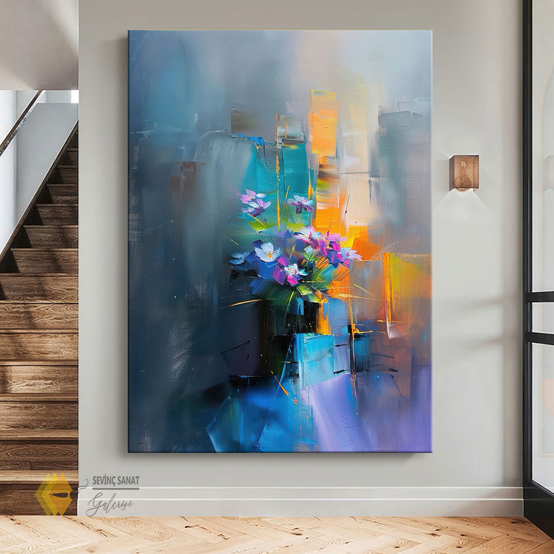 Inside the Blue ( Sanatsal Yağlı boya Dokulu Tablo )