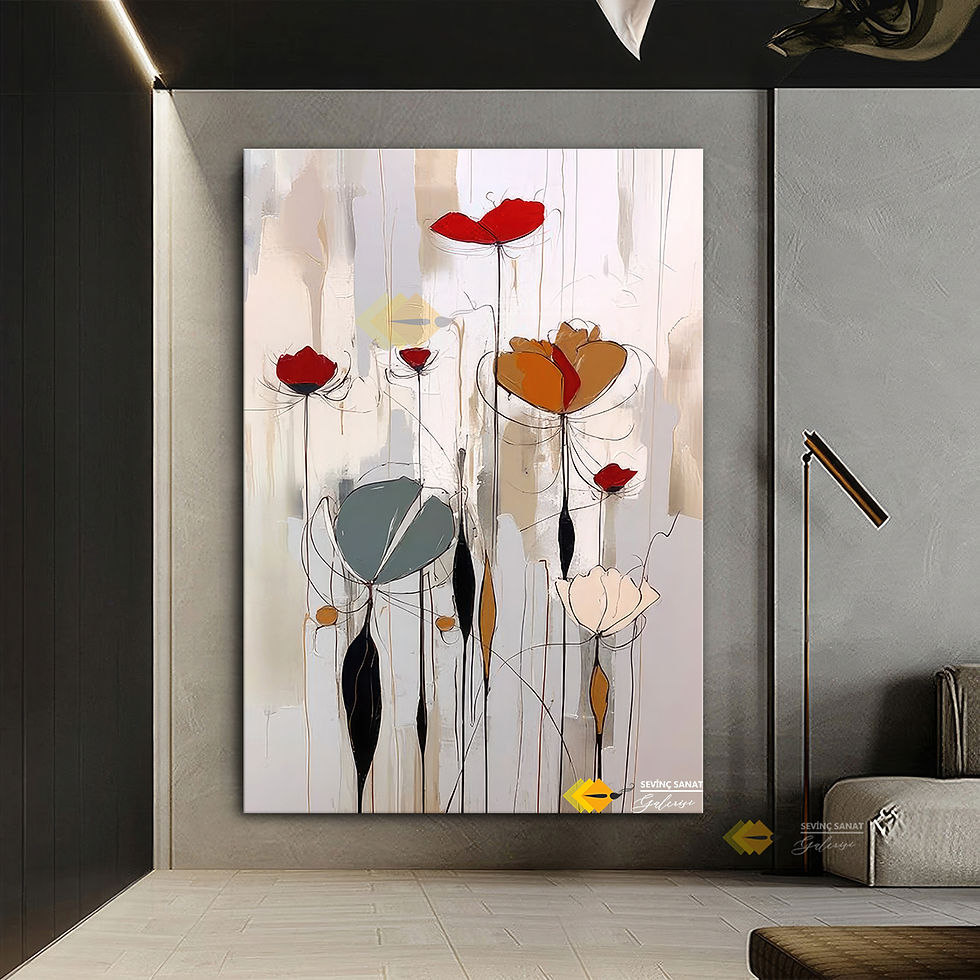 Soyut Flower ( Sanatsal Yağlı Boya Dokulu Tablo )